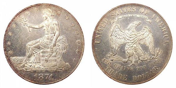 1874 Trade Silver Dollar 