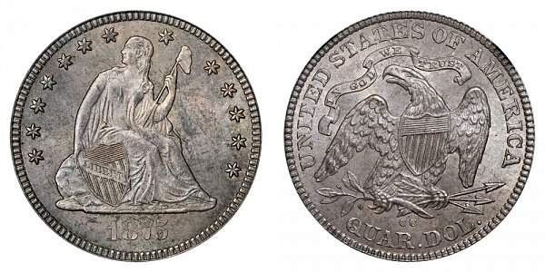 1875 CC Seated Liberty Quarter 