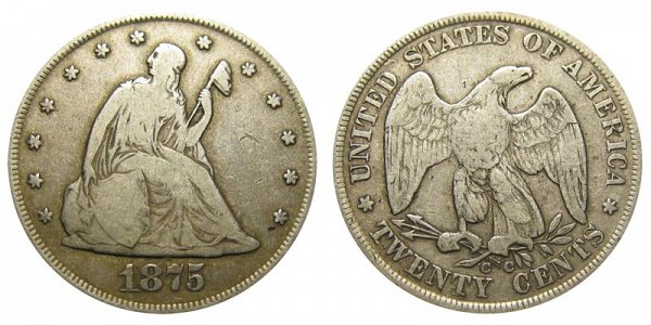 1875 CC Twenty Cent Piece 