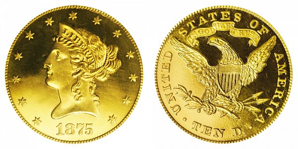 1875 Liberty Head $10 Gold Eagle - Ten Dollars 