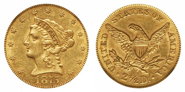 1875 Liberty Head $2.50 Gold Quarter Eagle - 2 1/2 Dollars 