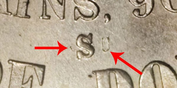1875-S/CC Trade Silver Dollar - S Over CC Mintmark 