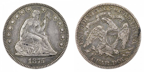 1875 Seated Liberty Quarter 