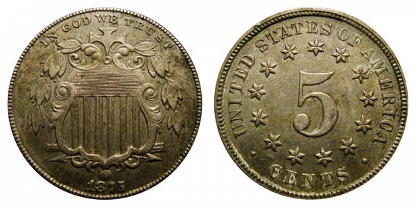 1875 Shield Nickel 