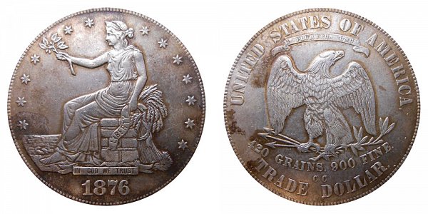 1876 CC Trade Silver Dollar - Type 1 Obverse - Type 1 Reverse 