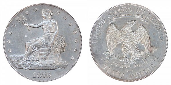 1876 CC Trade Silver Dollar - Type 1 Obverse - Type 2 Reverse 