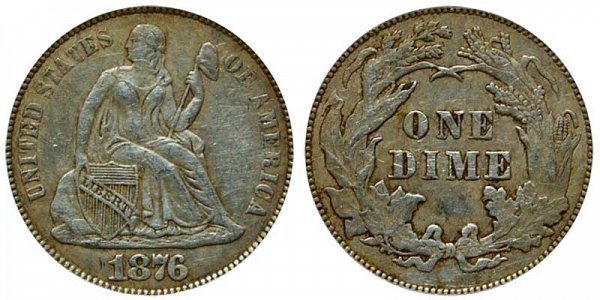 1876 Seated Liberty Dime 