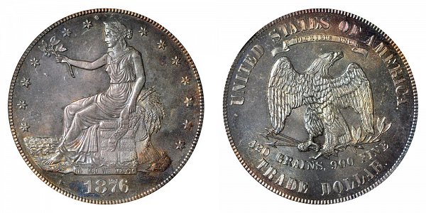 1876 Trade Silver Dollar - Type 1 Obverse - Type 1 Reverse 