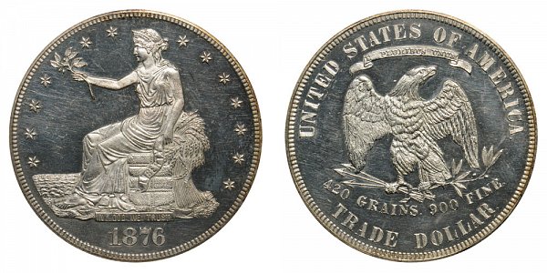 1876 Trade Silver Dollar - Type 1 Obverse - Type 2 Reverse 