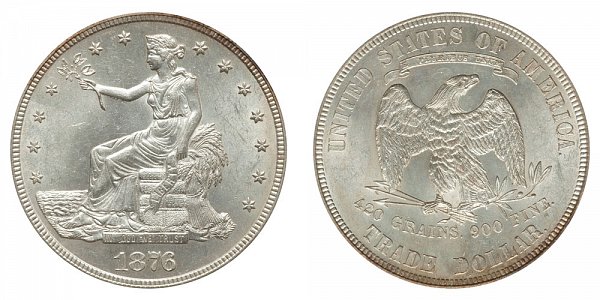 1876 Trade Silver Dollar - Type 2 Obverse - Type 2 Reverse 