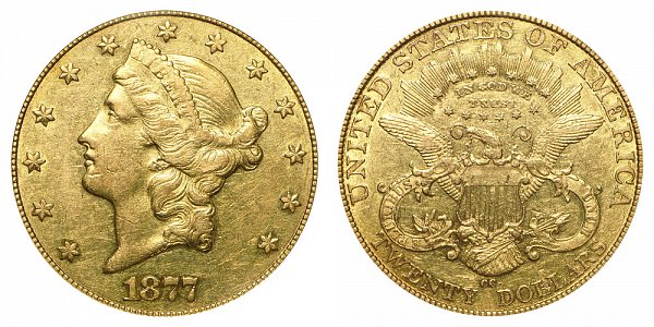 1877 CC Liberty Head $20 Gold Double Eagle - Twenty Dollars