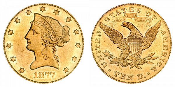 1877 Liberty Head $10 Gold Eagle - Ten Dollars 