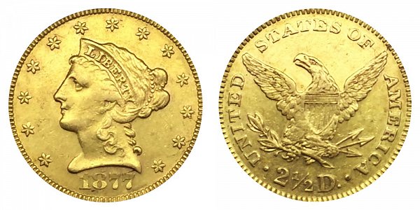 1877 Liberty Head $2.50 Gold Quarter Eagle - 2 1/2 Dollars 