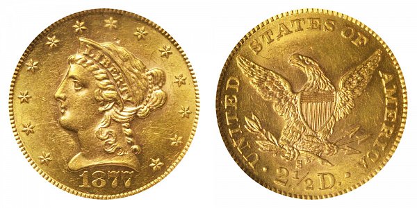 1877 S Liberty Head $2.50 Gold Quarter Eagle - 2 1/2 Dollars 