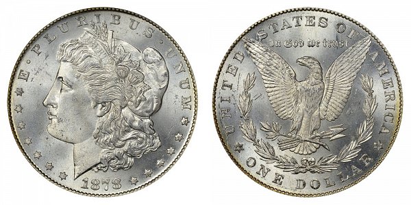 1878 Morgan Silver Dollar - 7 Tail Feathers - Reverse of 1879 