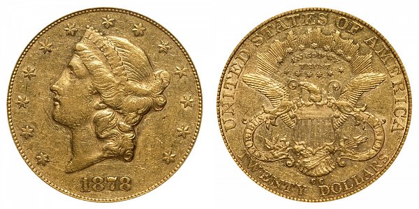 1878 CC Liberty Head $20 Gold Double Eagle - Twenty Dollars 