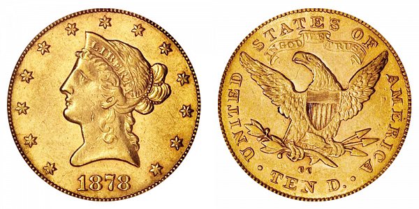 1878 CC Liberty Head $10 Gold Eagle - Ten Dollars 