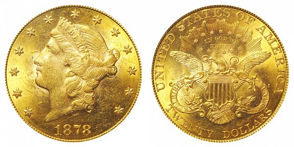 1878 Liberty Head $20 Gold Double Eagle - Twenty Dollars 