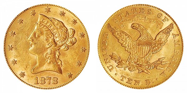 1878 Liberty Head $10 Gold Eagle - Ten Dollars 