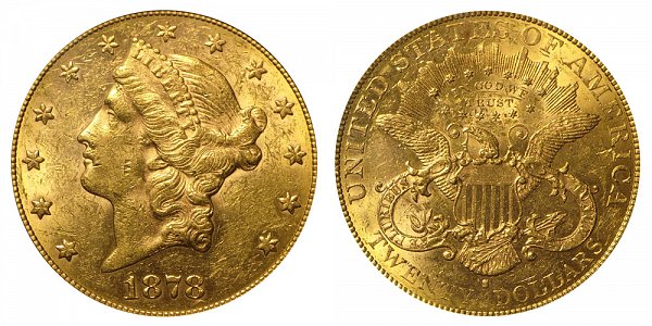 1878 S Liberty Head $20 Gold Double Eagle - Twenty Dollars