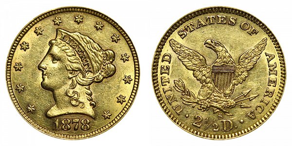 1878 S Liberty Head $2.50 Gold Quarter Eagle - 2 1/2 Dollars 