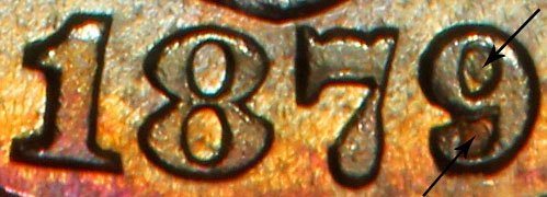 1879 9 Over 8 9/8 Shield Nickel 