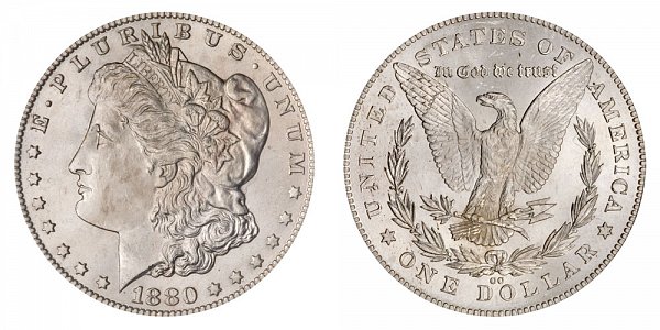 1880 8/7 CC Morgan Silver Dollar - Reverse of 1878 - 8 Over 7 Overdate