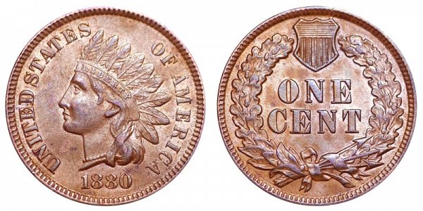 1880 Indian Head Cent Penny 