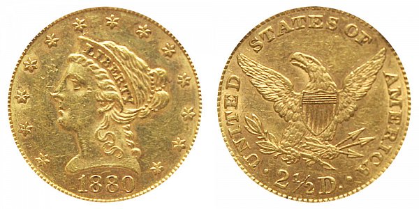 1880 Liberty Head $2.50 Gold Quarter Eagle - 2 1/2 Dollars 