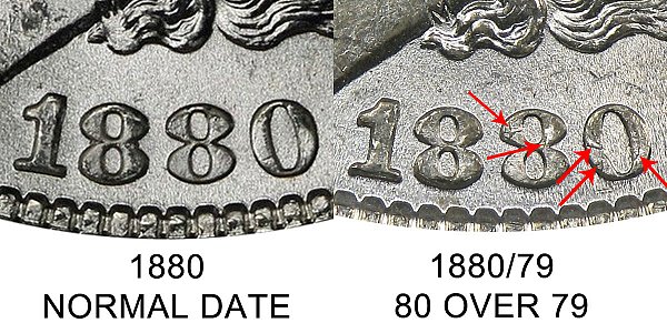 1880 Morgan Silver Dollar Varieties - Difference and Comparison