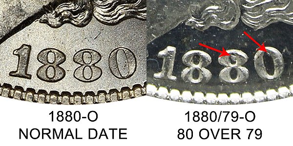 1880 O Morgan Silver Dollar Varieties - Difference and Comparison 