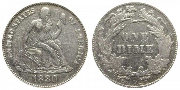 1880 Seated Liberty Dime