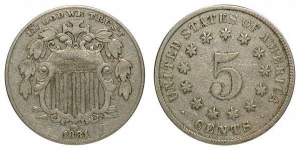 1881 Shield Nickel 