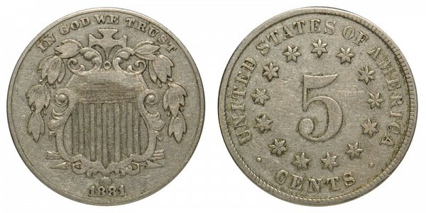 1881 Shield Nickel 