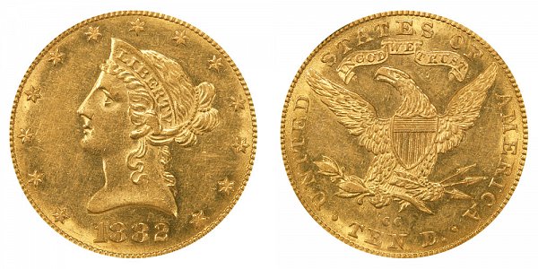 1882 CC Liberty Head $10 Gold Eagle - Ten Dollars 