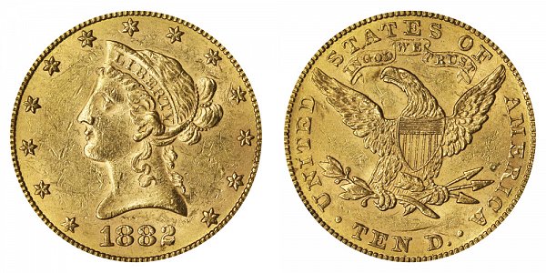 1882 Liberty Head $10 Gold Eagle - Ten Dollars 