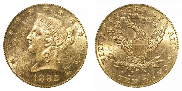 1882 S Liberty Head $10 Gold Eagle - Ten Dollars 