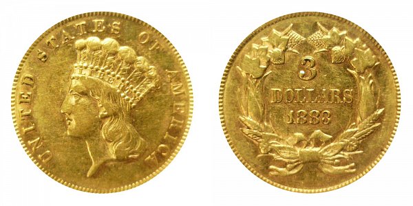 1883 Indian Princess Head $3 Gold Dollars - Three Dollars 