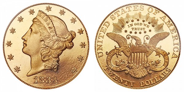 1883 Liberty Head $20 Gold Double Eagle - Twenty Dollars 