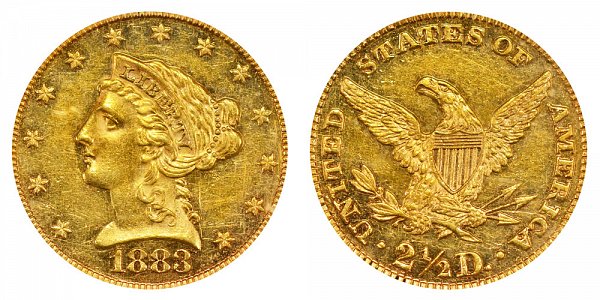 1883 Liberty Head $2.50 Gold Quarter Eagle - 2 1/2 Dollars 