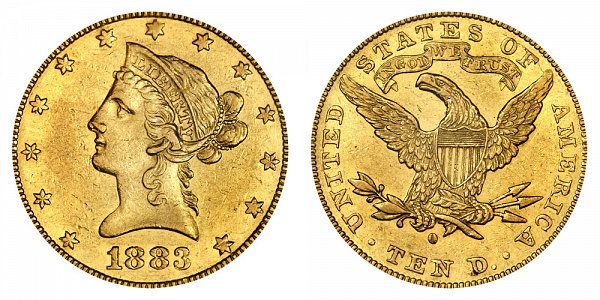 1883 O Liberty Head $10 Gold Eagle - Ten Dollars 