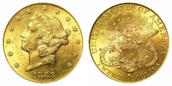 1883 S Liberty Head $20 Gold Double Eagle - Twenty Dollars 