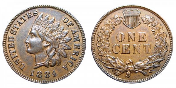 1884 Indian Head Cent Penny 