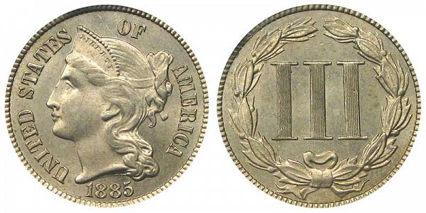 1885 Nickel Three Cent Piece 