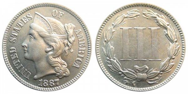 1887 Nickel Three Cent Piece 