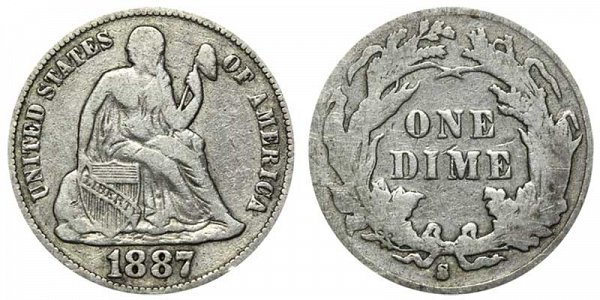 1887 S Seated Liberty Dime 