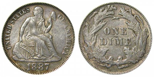 1887 Seated Liberty Dime 