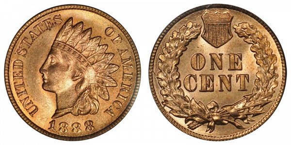 1888 Indian Head Cent Penny 