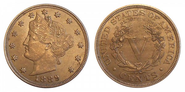 1889 Liberty Head V Nickel 