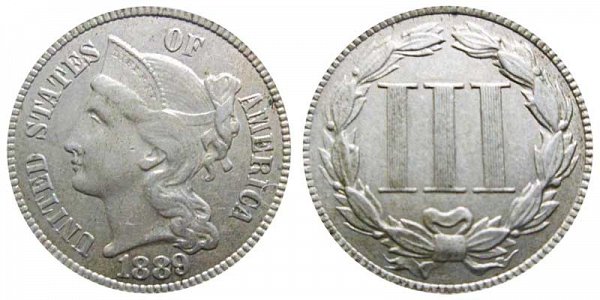 1889 Nickel Three Cent Piece 